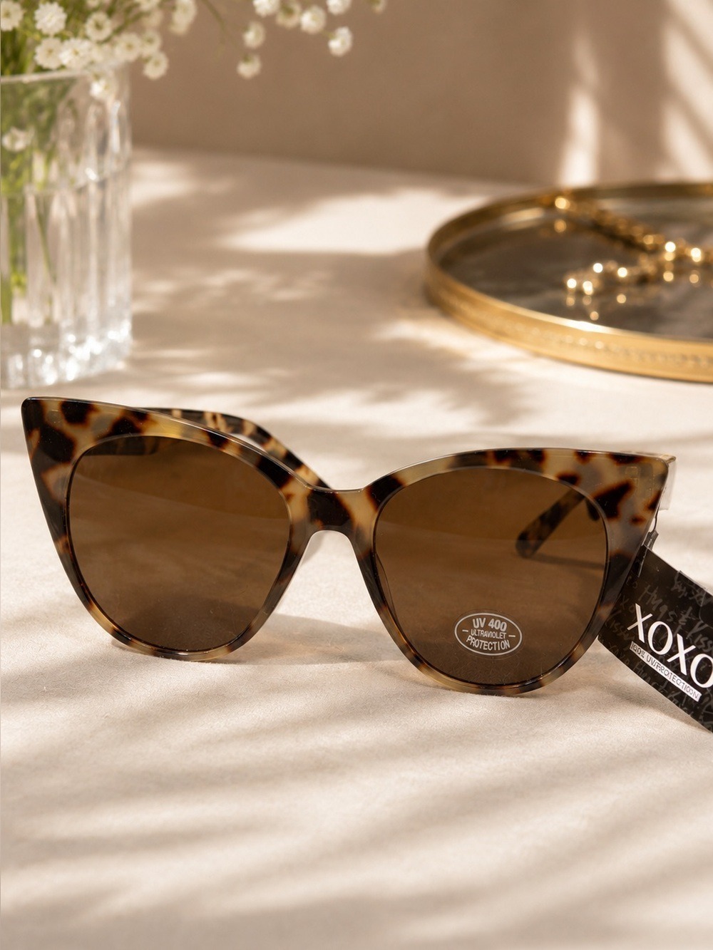 XOXO Tortoise Cat Eye Sunglasses Brown Gradient Lenses Retro Glam Chic